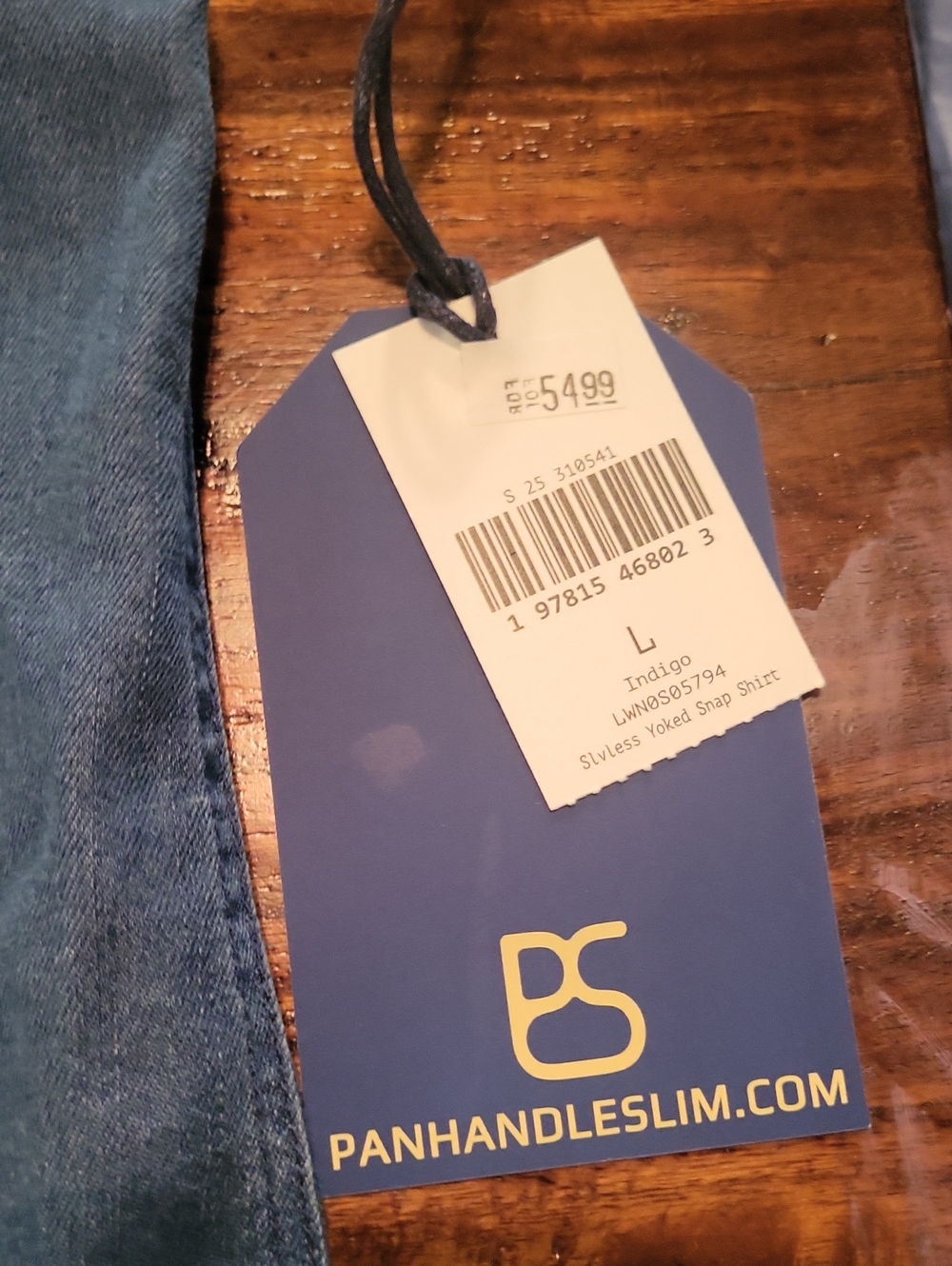 SNAP Front Sleeveless Chambray Shirt - Blue - Picture 2 of 4